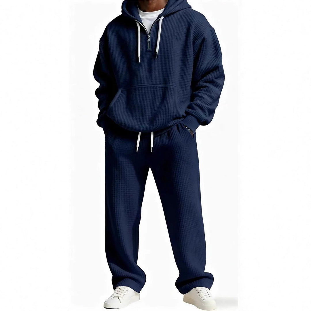 Herren Trendiger Kapuzenpullover mit praktischem Reißverschluss und bequemer Jogginghose Drune