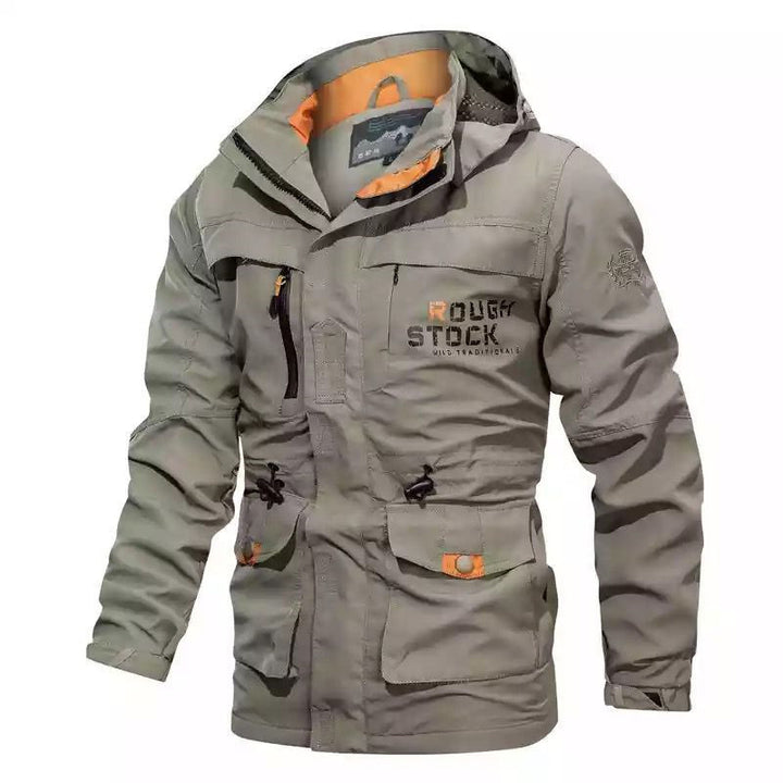Herren Robust-Canvas-Fieldparka mit Kapuze, taillierendem Kordelzug und Multifunktions‑Taschen Drune