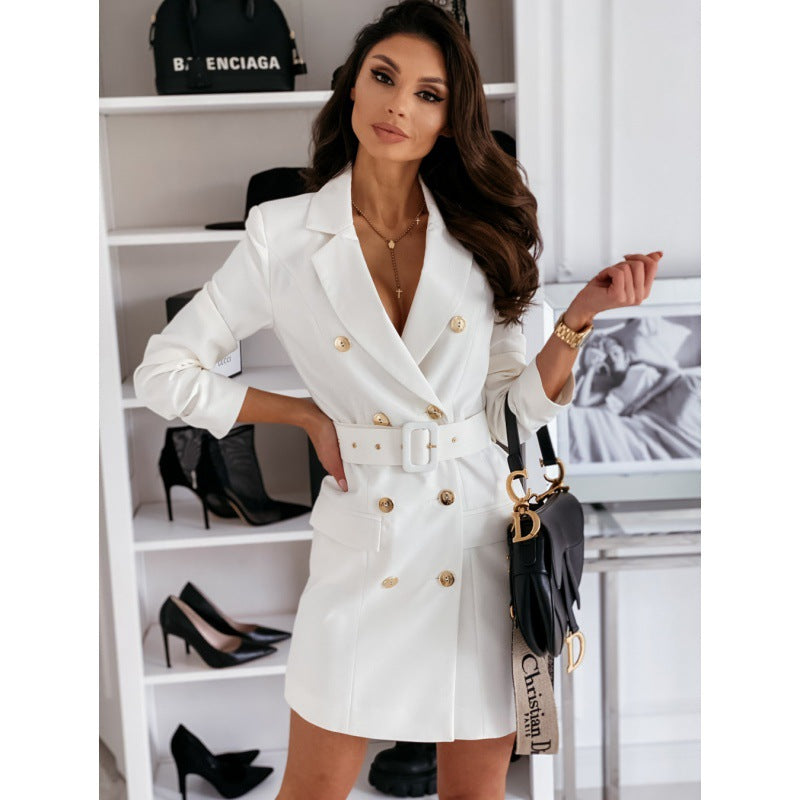 Damen Blazer-Kleid mit schickem doppeltem Knopfverschluss und tailliertem Design Drune