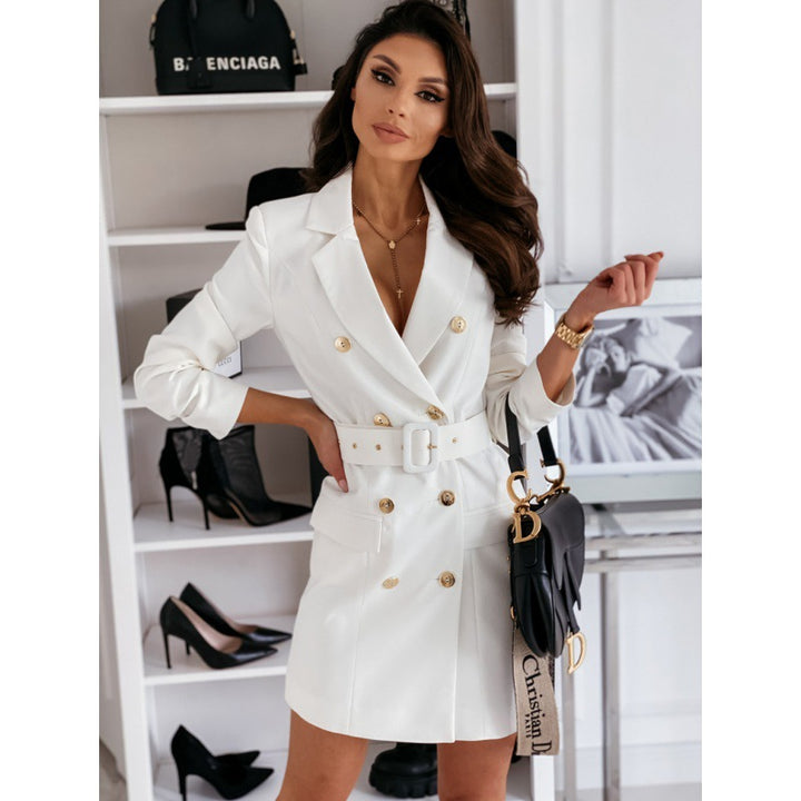 Damen Blazer-Kleid mit schickem doppeltem Knopfverschluss und tailliertem Design Drune