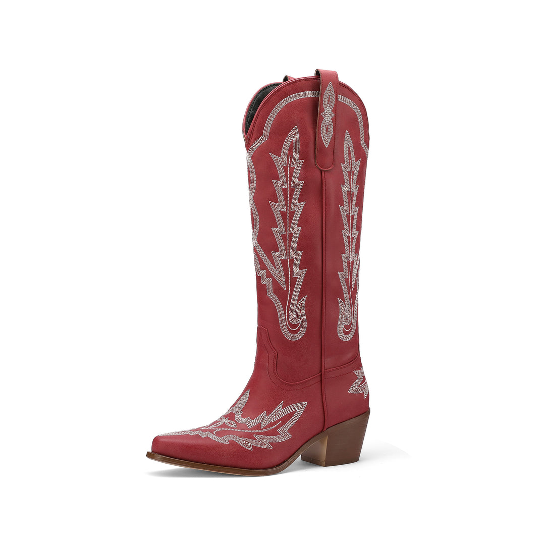 Damen Verzierte Western-Stiefel bis zum Knie Drune