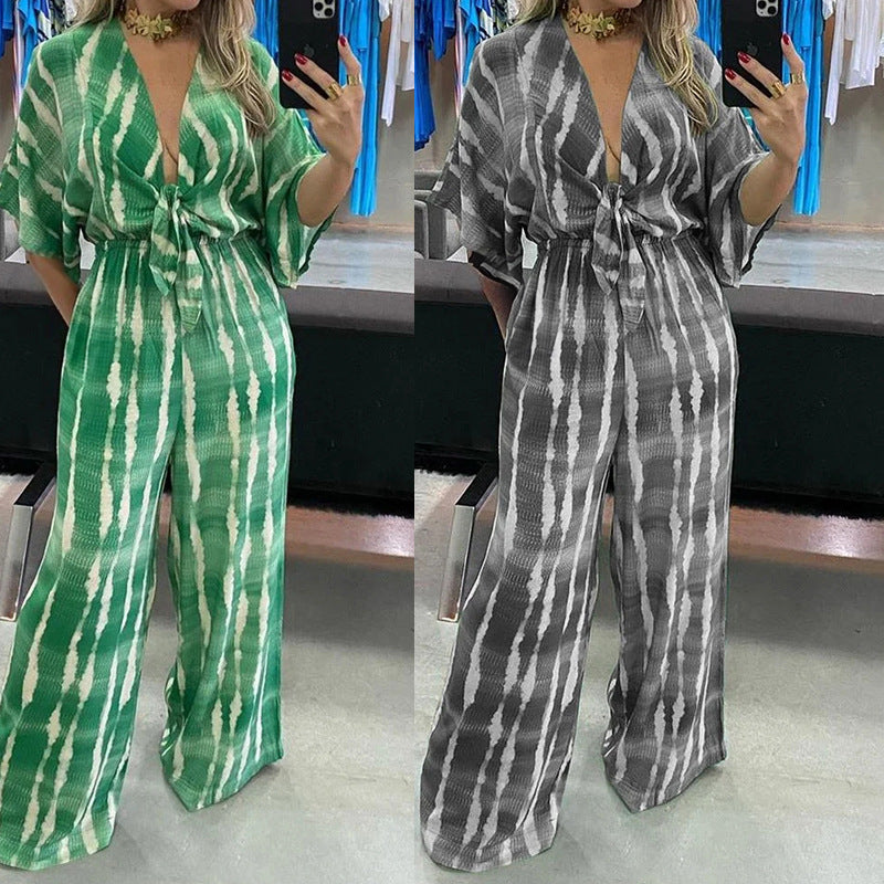 Damen Jumpsuit mit eleganten Kimono-Ärmeln und taillierbarem Bindegürtel Drune