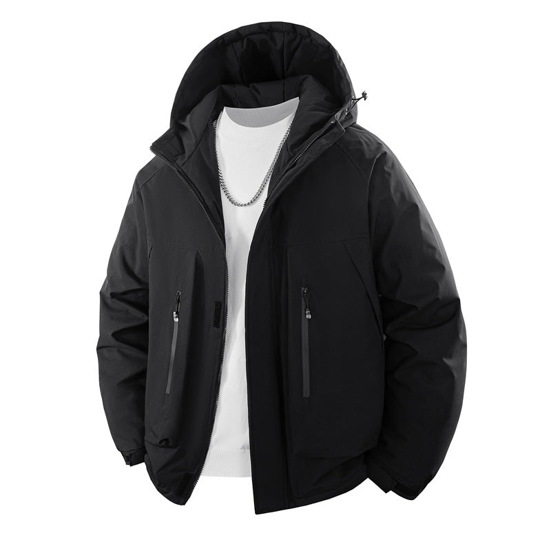 Herren Wattierte Kapuzen-Outdoorjacke mit wasserabweisender Membran und technischen Reißverschlusstaschen Drune