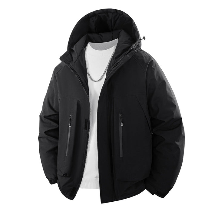 Herren Wattierte Kapuzen-Outdoorjacke mit wasserabweisender Membran und technischen Reißverschlusstaschen Drune
