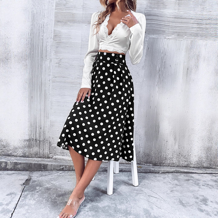 Damen Midirock mit elegantem Punkte-Design und hohem Bund Drune