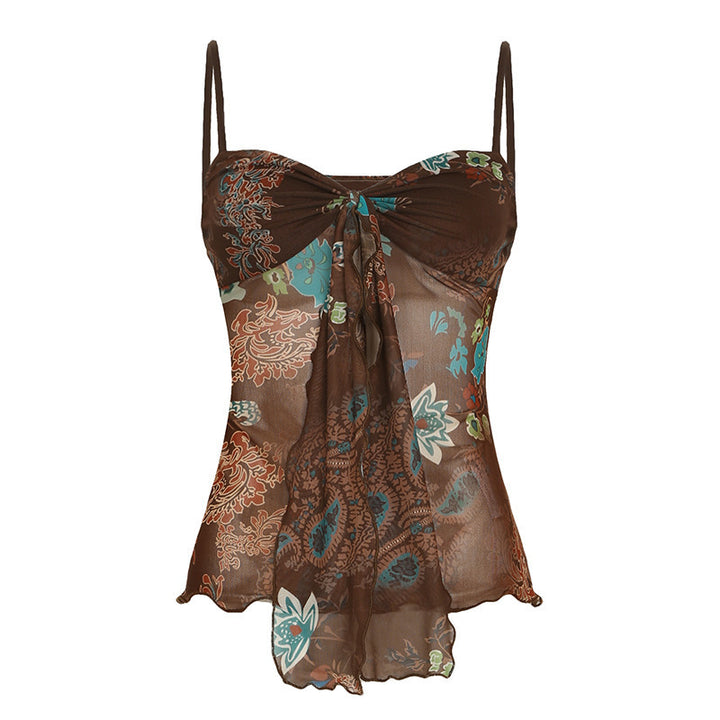 Damen Blumenmuster Spaghetti-Trägertop mit fließendem Design Drune