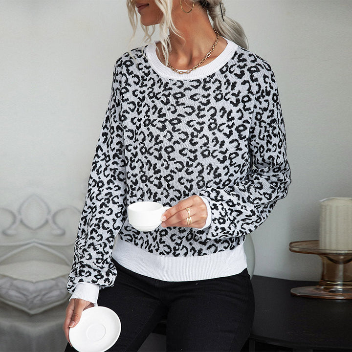 Damen Asymmetrischer Feinstrickpullover mit offener Schulter und Animal‑Jacquard Drune