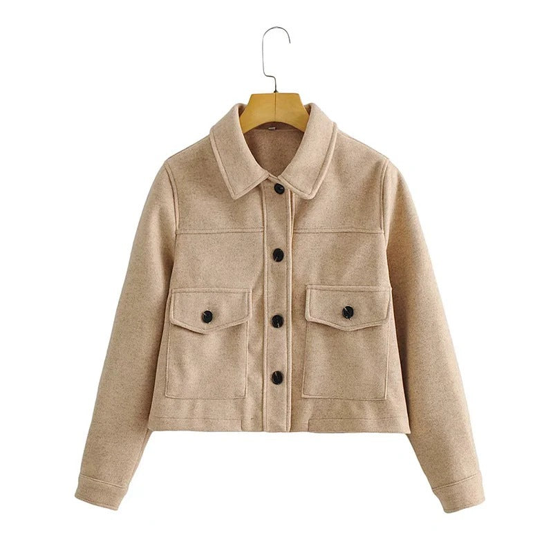 Damen Modische Kurzjacke mit praktischen Taschen Drune