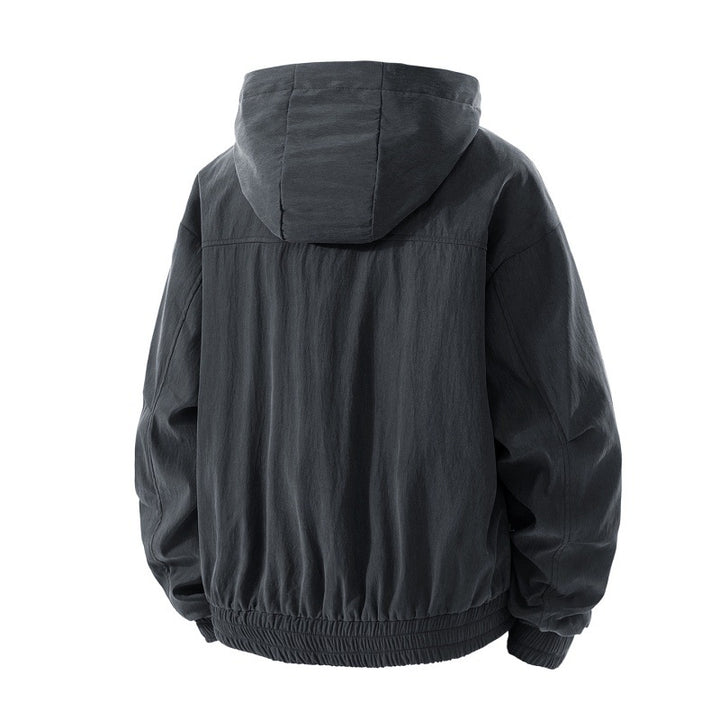 Herren leichte Utility-Kapuzenjacke mit verstaubarer Kapuze, wasserabweisender Beschichtung, Reißverschlusstaschen und elastischen Bündchen Drune