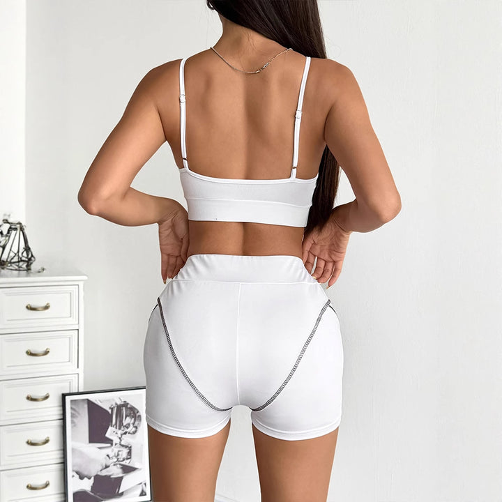 Damen Sportliches Set mit Crop-Top und Shorts Drune