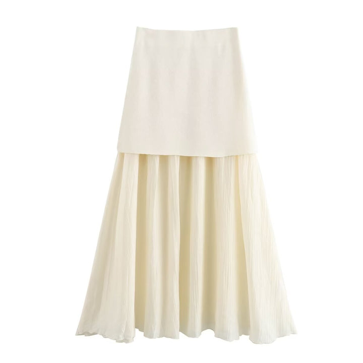 Damen Zweilagiger Chiffon-Maxirock mit glattem Hüftbesatz und A‑Linien‑Fall Drune
