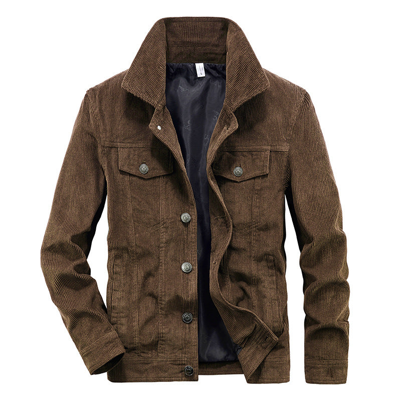 Herren Lässige Cordjacke mit praktischem Kragen Drune