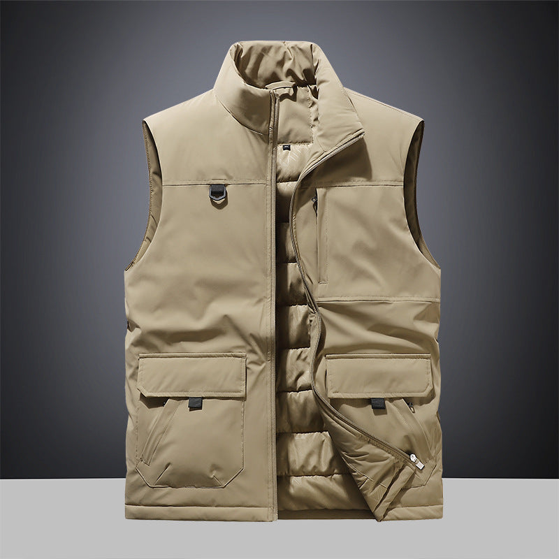 Herren Multifunktionale Wattierte Outdoor-Weste mit Cargo-Taschen und Stehkragen Drune