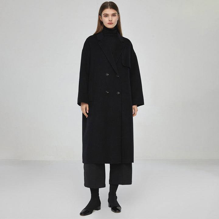 Damen Eleganter und klassischer langer Wollmantel Drune