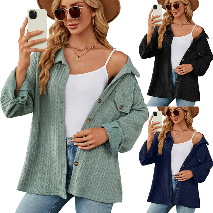 Damen Übergröße Hemdjacke mit strukturiertem Muster Drune