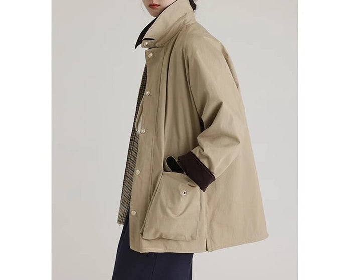 Damen Stilvolle Übergangsjacke mit praktischem Kragen und großen Taschen Drune