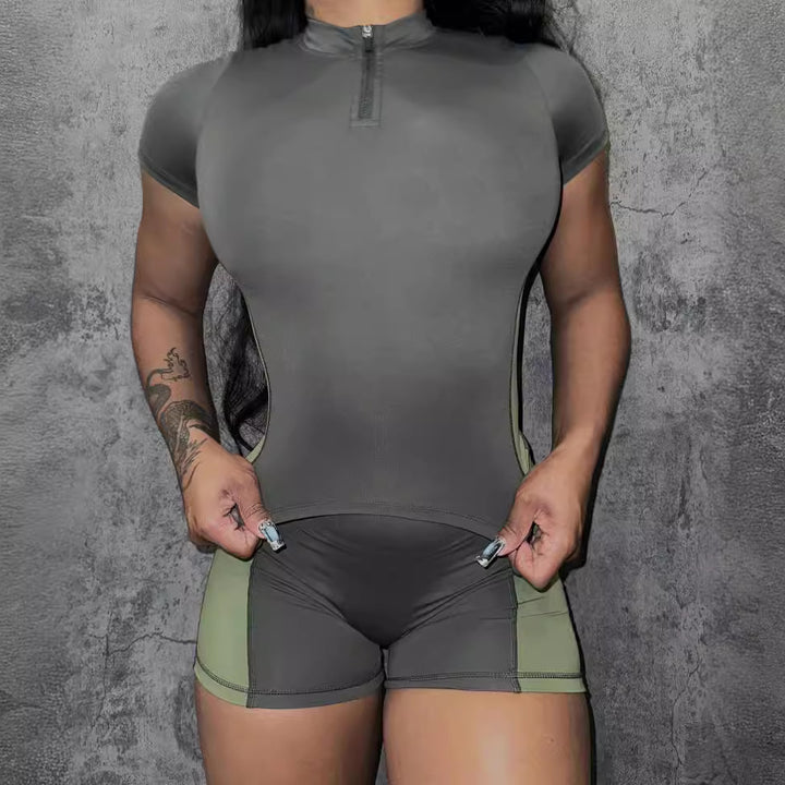 Damen sportliches Set mit kurzem Oberteil und Shorts Drune