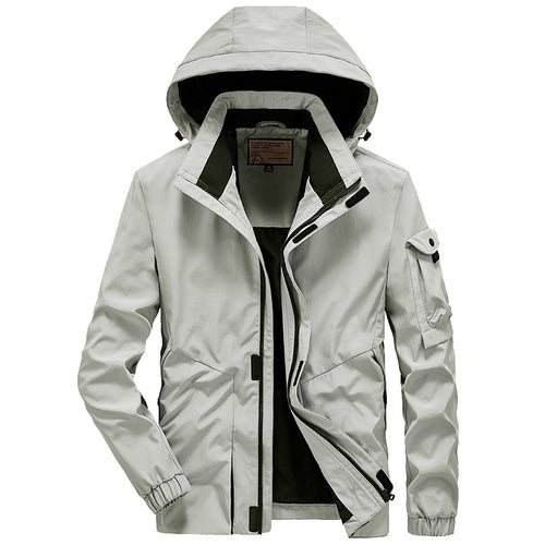 Herren Leichter Wasserabweisender Windbreaker mit Kapuze und Mehrfachtaschen Drune