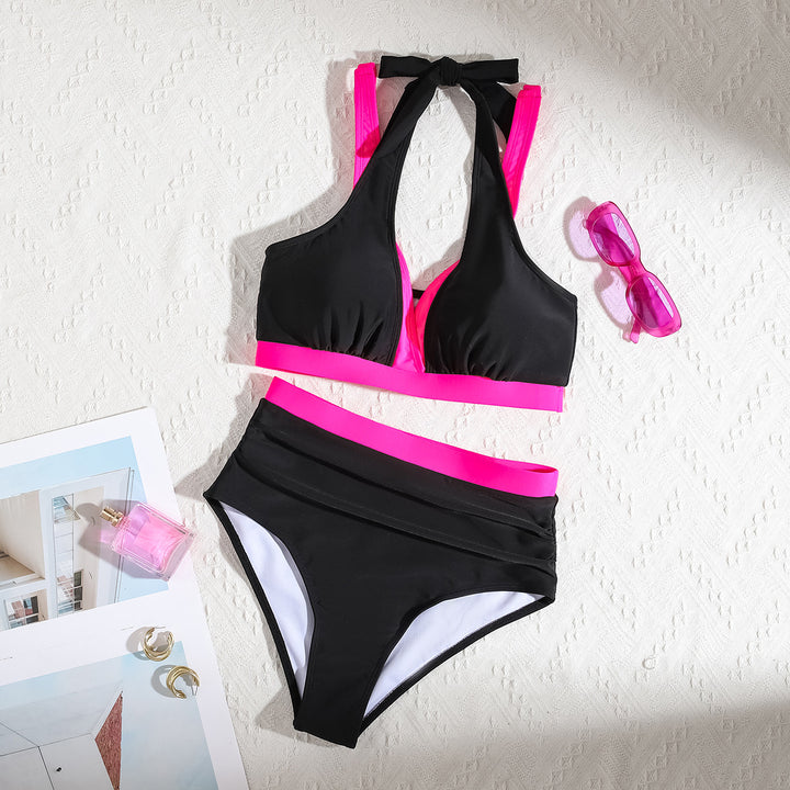 Damen Sportliches Hochbund-Bikini-Set mit asymmetrischem Schnitt Drune