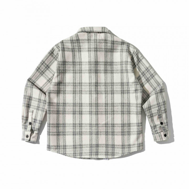 Unisex Kastenförmiges kariertes Flanell-Overshirt mit weicher Angrauung und Brusttasche Drune