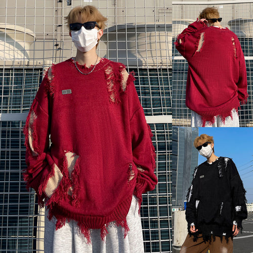 Herren Lässiger Grobstrickpullover mit distressed Optik Drune