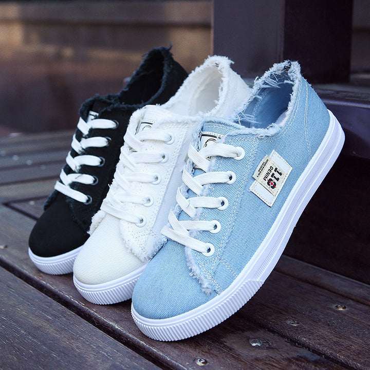 Damen Backless Denim-Slip-On Sneaker mit Schnürdetail und gepolstertem Fußbett Drune