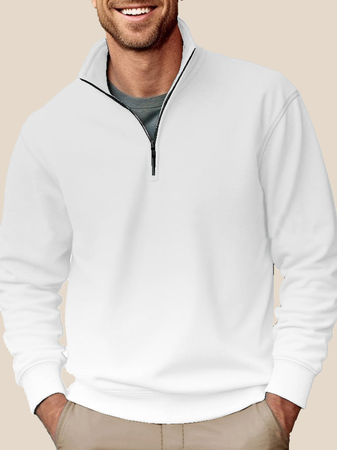 Herren nan Halbzip-Sweatshirt mit Stehkragen und weichem Fleece-Innenfutter Drune