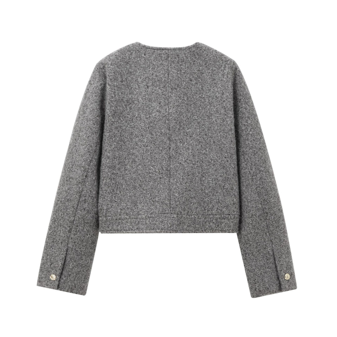 Damen nan strukturierte Kurzjacke im Bouclé‑Look mit aufgesetzten Pattentaschen Drune