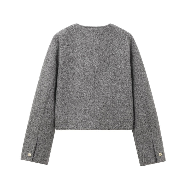 Damen nan strukturierte Kurzjacke im Bouclé‑Look mit aufgesetzten Pattentaschen Drune