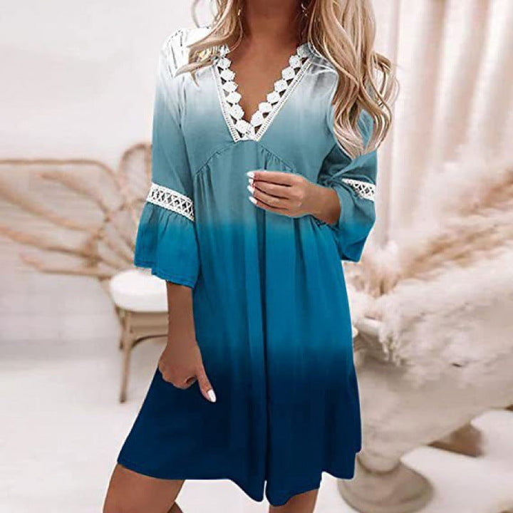 Damen Blumiges Tunika-Kleid mit Spitzenakzenten Drune