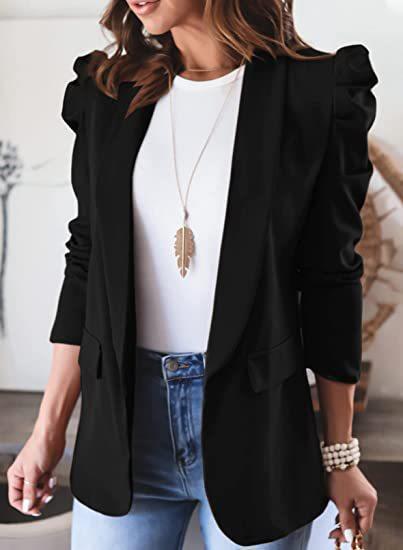 Damen eleganter Blazer mit Puffärmeln und modischem Schnitt Drune