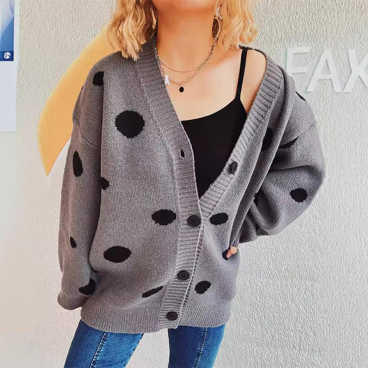 Damen modischer Strickcardigan mit einzigartigem Punktedesign und bequemen Schnitt Drune