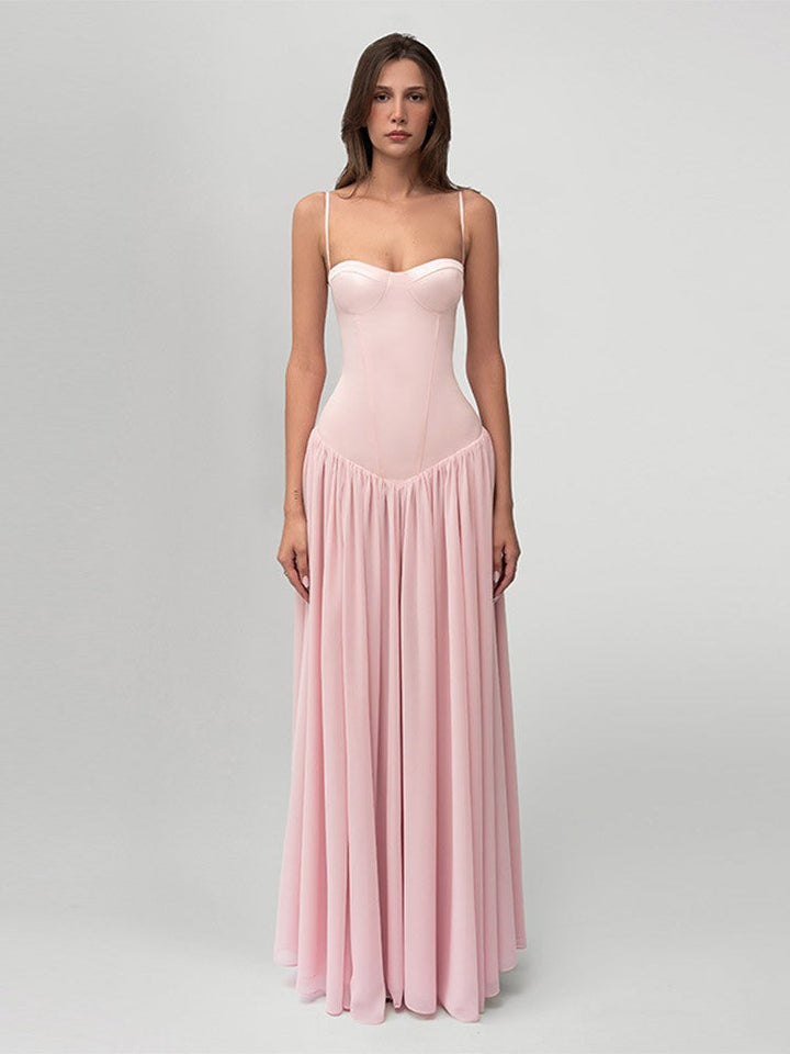 Damen nan modellierendes Bustier-Abendkleid mit vorgeformter Miederkonstruktion und weitfallendem Chiffon-Tellerrock Drune