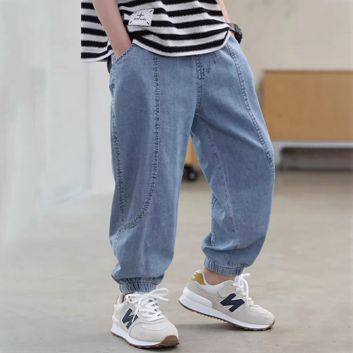 Unisex lässige Denim-Hosen mit elastischen Bündchen Drune