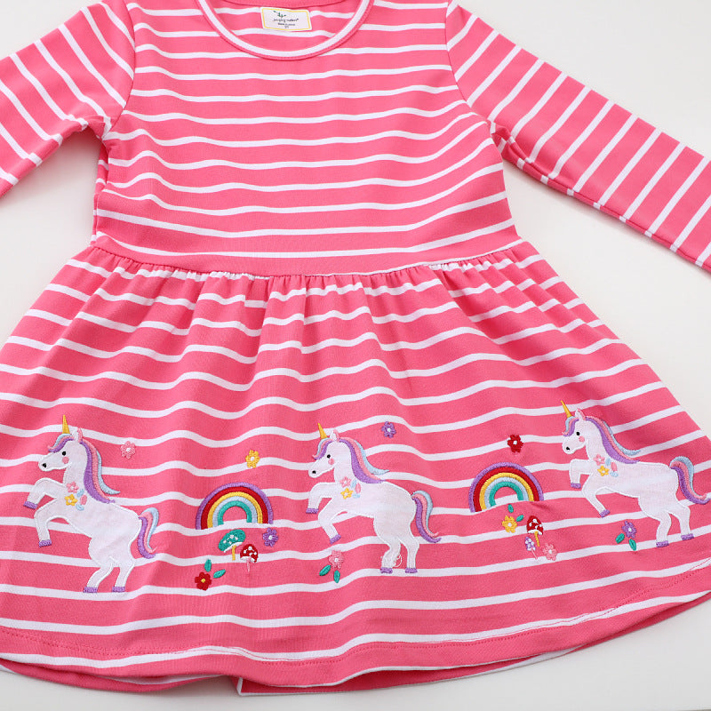 Mädchen Langarmkleid mit verspieltem Einhorn-Design Drune
