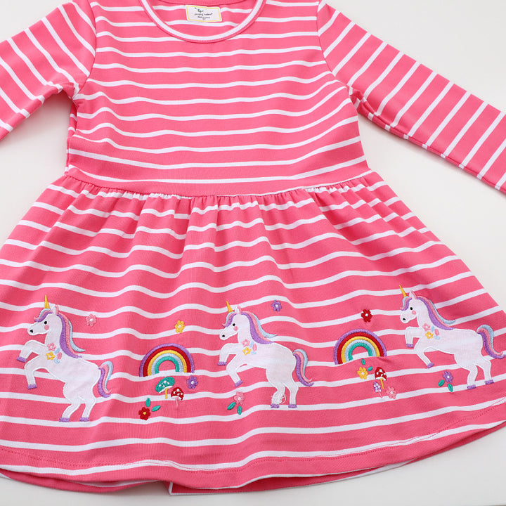 Mädchen Langarmkleid mit verspieltem Einhorn-Design Drune