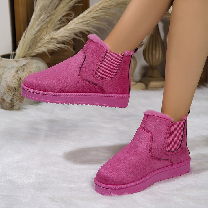 Damen  gefütterte Chelsea-Boots im Velours‑Look mit hohem Plateau‑Sohlenprofil und weichem Innenfutter Drune