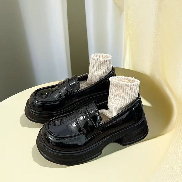 Damen Chunky Mokassins mit integriertem Socken-Design und glänzendem Obermaterial Drune
