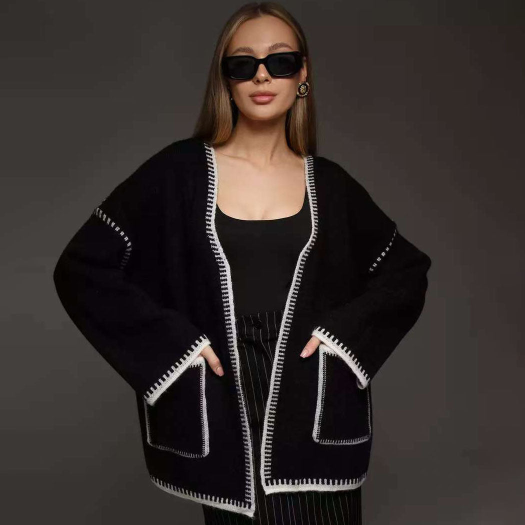 Damen Strickjacke mit breiten Ärmeln und taillierbarem Gürtel Drune