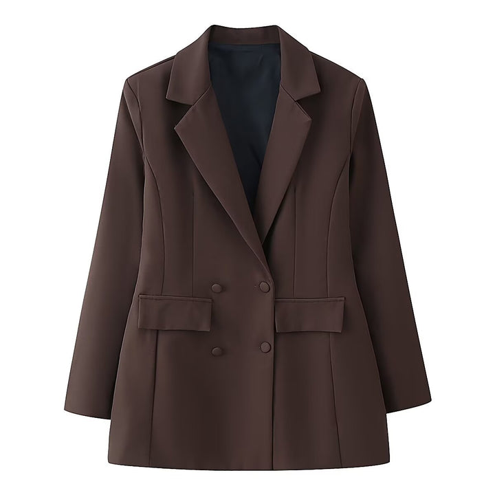 Damen 20+ taillierter doppeltreihiger Blazer mit Pattentaschen und fein strukturierter Silhouette Drune