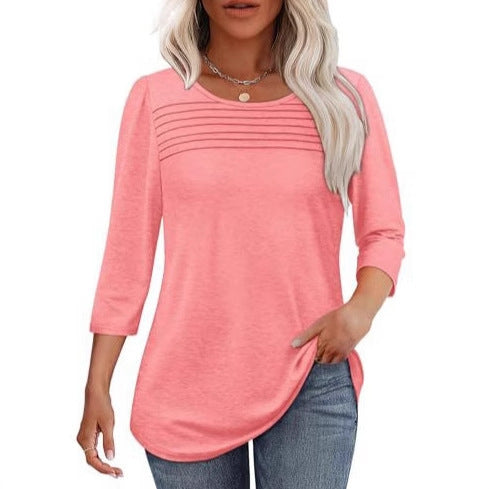 Damen Langarmshirt mit Plissee-Details Drune