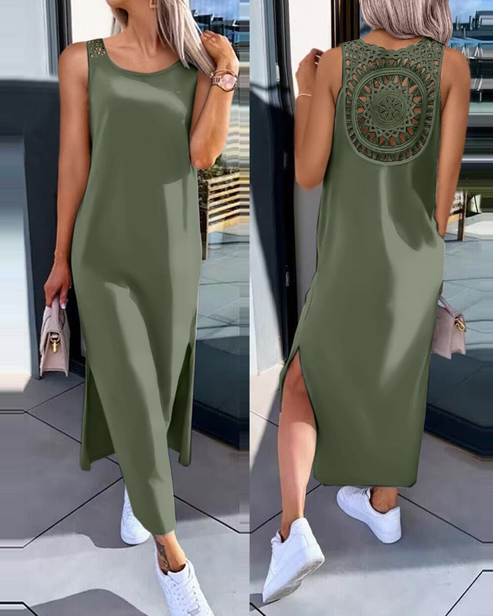Damen Elegantes Maxi-Kleid mit Rückendetaillierung Drune