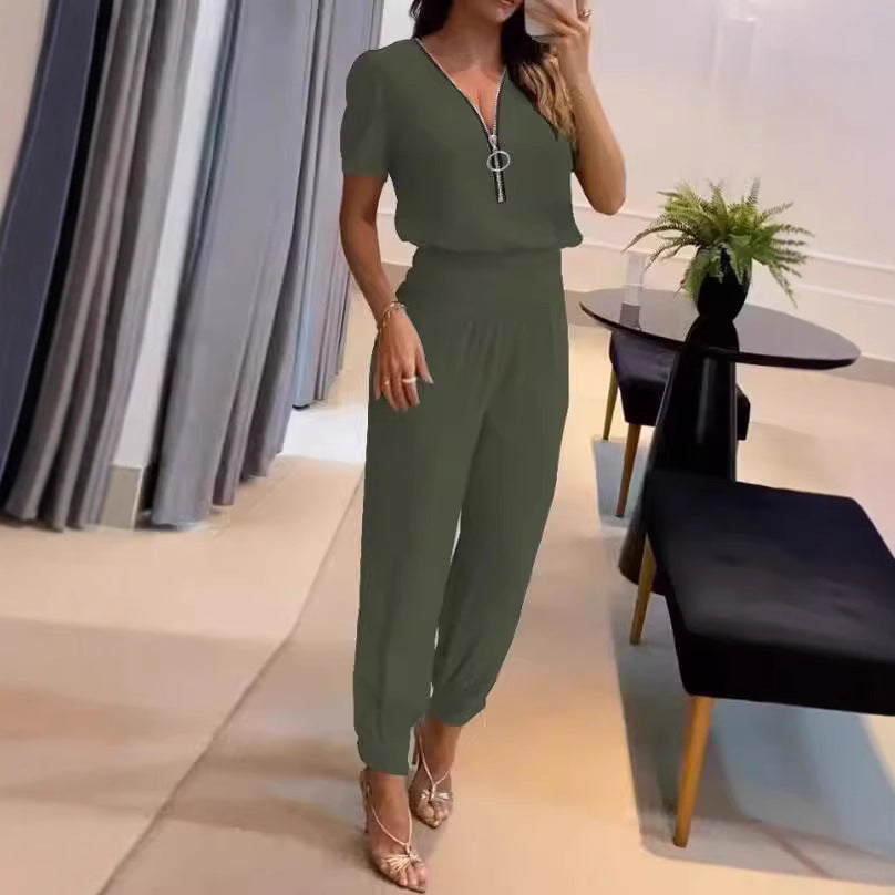 Damen Jumper-Set mit stylischem V-Ausschnitt und elegantem Detail Drune