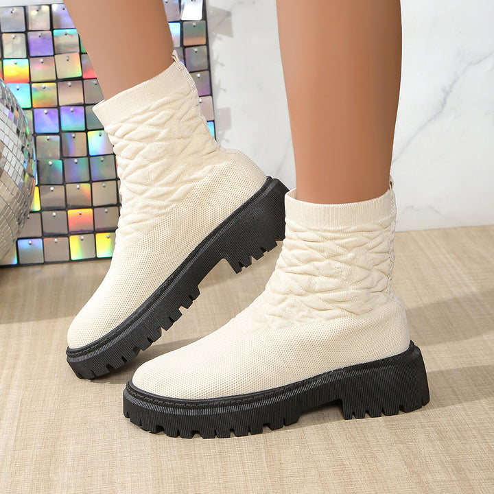 Damen Modische Stiefeletten mit strukturiertem Obermaterial und rutschfester Sohle Drune