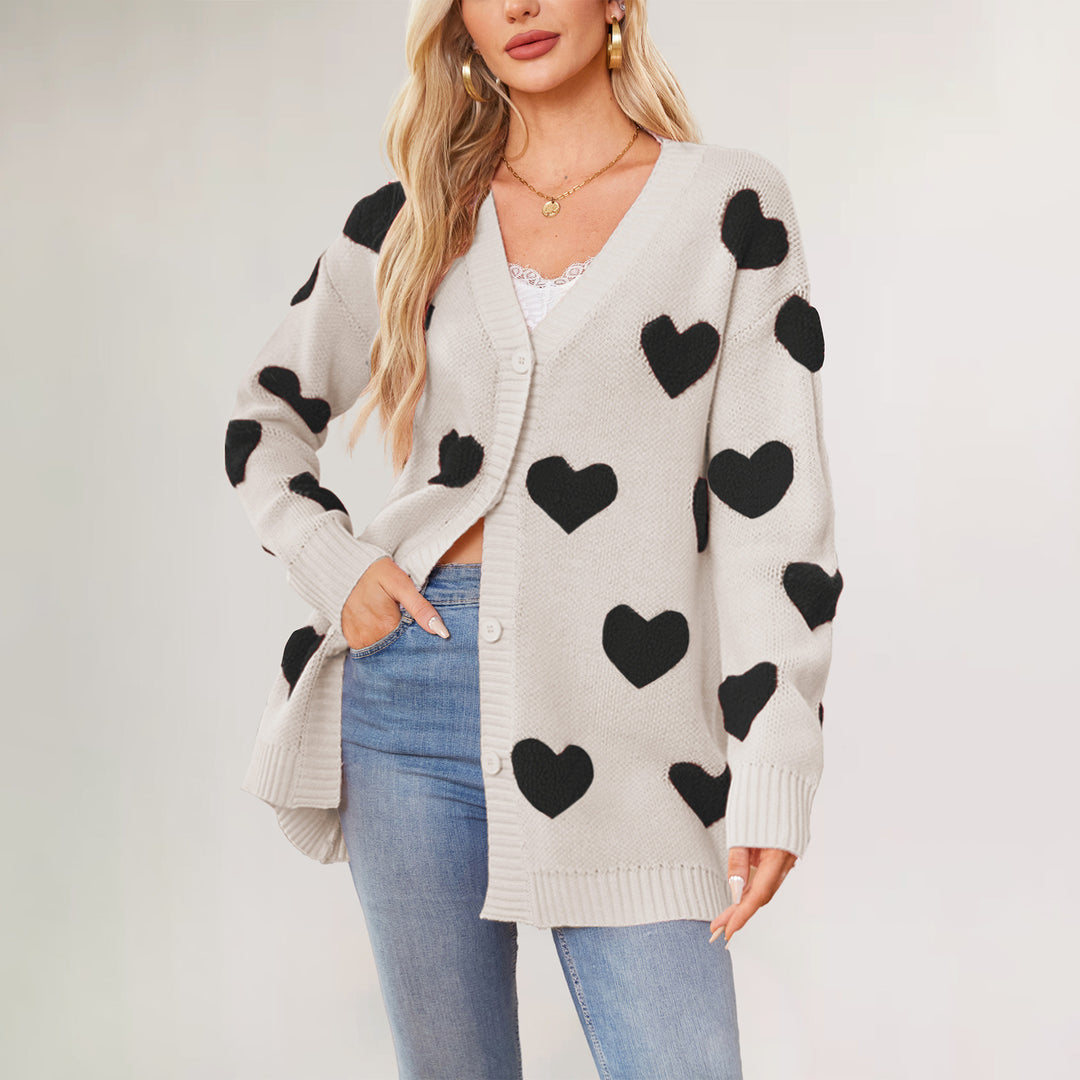 Damen Strickjacke mit Herzen Drune