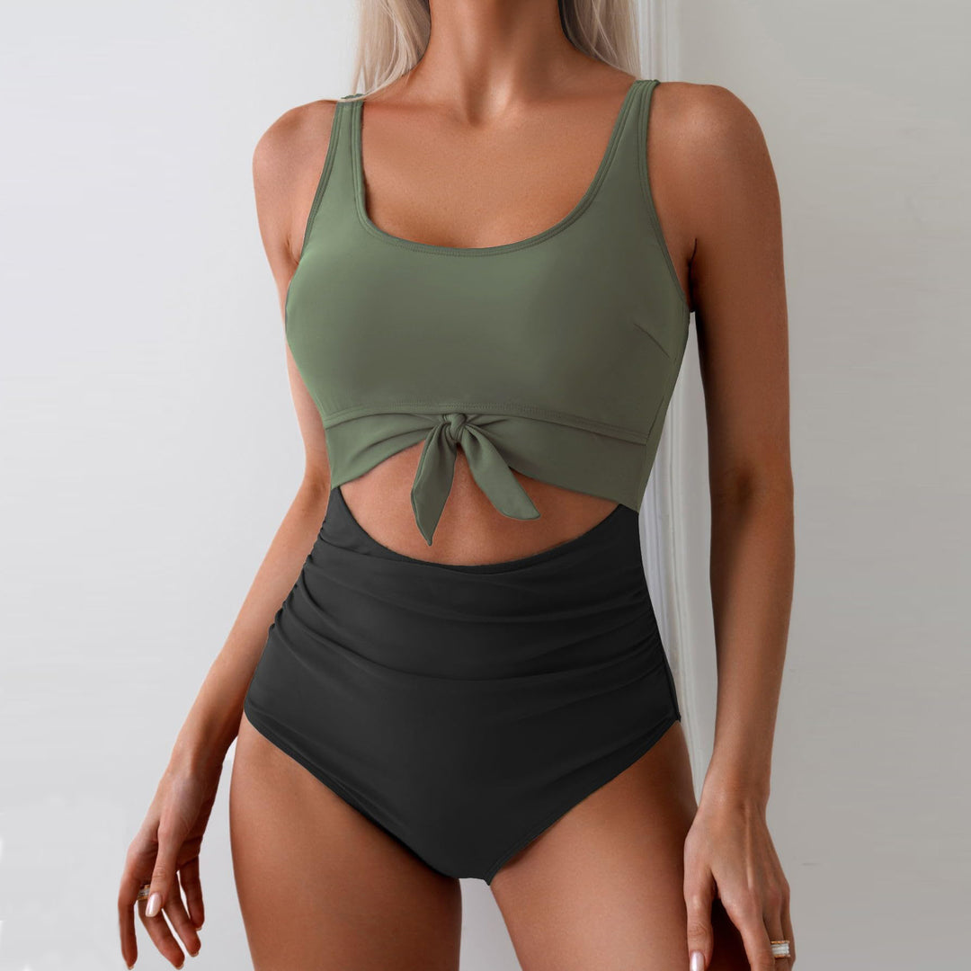 Damen Einteiliger Badeanzug mit trendigem Cut-Out-Design und verstellbarem Knoten Drune