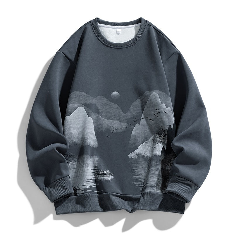 Unisex Oversize‑Sweatshirt mit Pinsel‑Print & geripptem Saum Drune