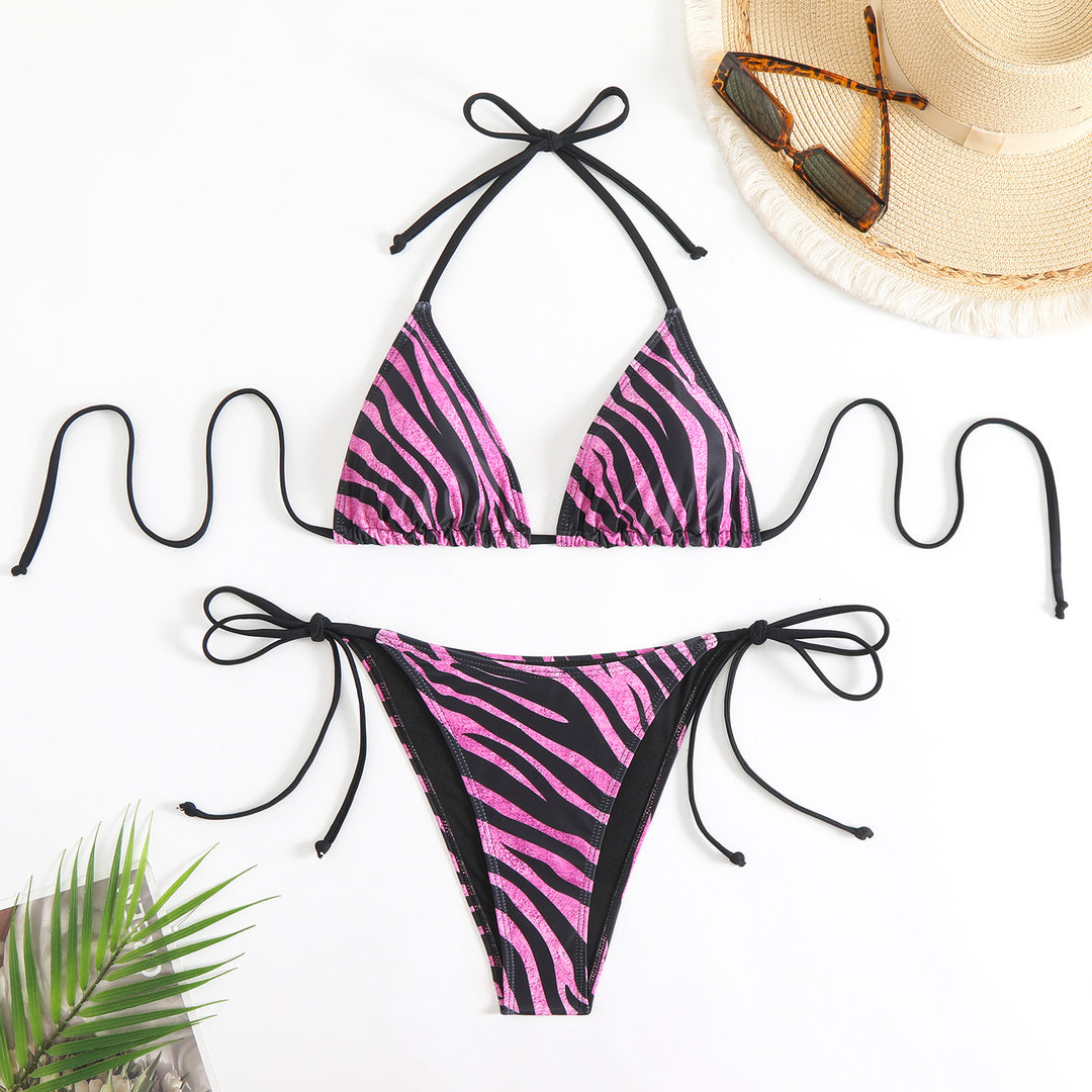 Damen Triangel-Bikini-Set mit trendigem Animal-Print Drune