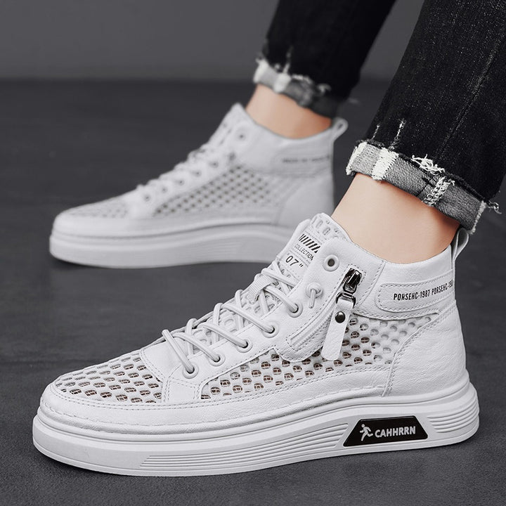 Herren High-Top Sneaker mit luftiger Mesh-Perforation, seitlichem Reißverschluss und dicker Profilsohle Drune
