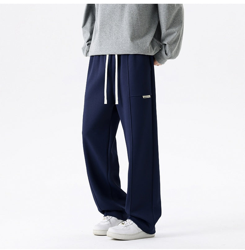 Herren Weite Relax-Jogginghose mit Tunnelzug, Multifunktionstasche & geradem Bein Drune